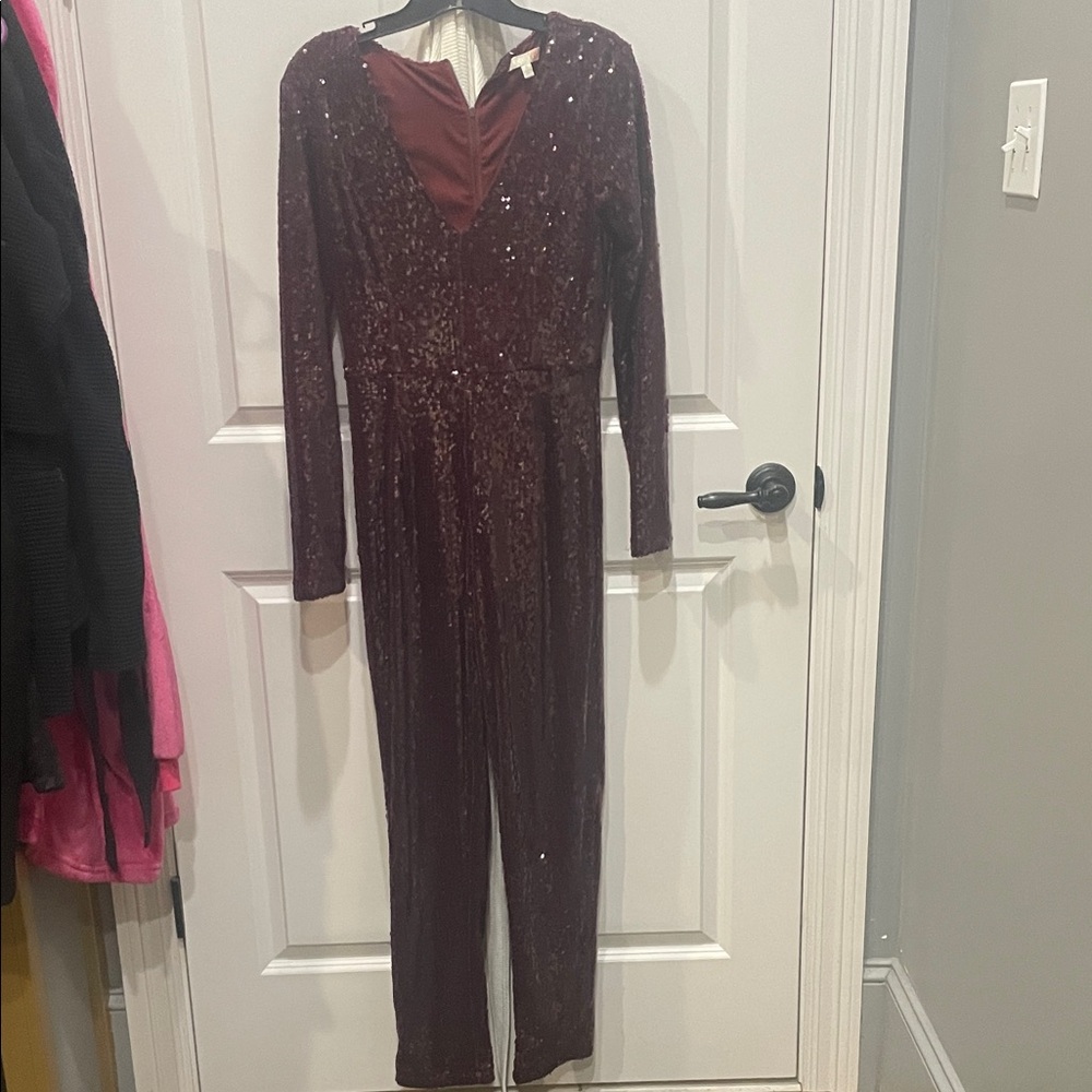 Burgundy Sequin Jumpsuit. Pristine!